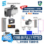 HYDRONIC 3 D5E 5 kWh CS 12V HOT WATER SYSTEM WITH EXCHANGER PLATE AND HOT AIR HEATING